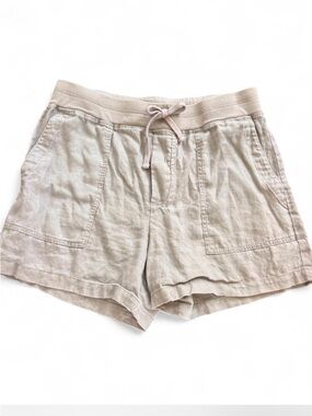 James Perse Standard Mixed Media Linen Shorts Oatmeal Beige Size 4 or L/XL